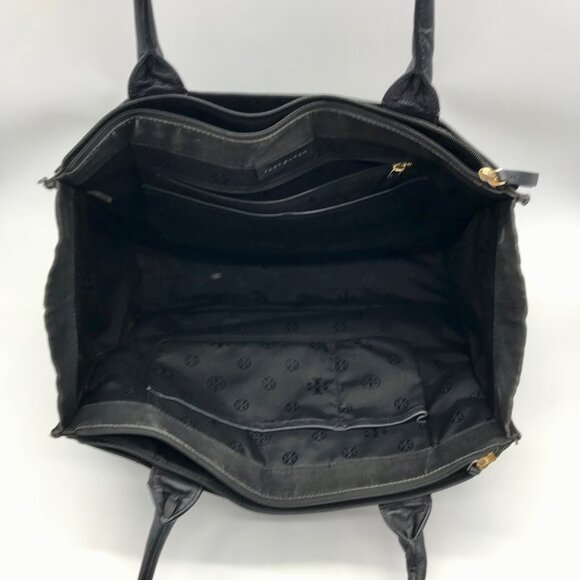 Tory Burch Black Leather Ella Tote Bag - Picture 10 of 10